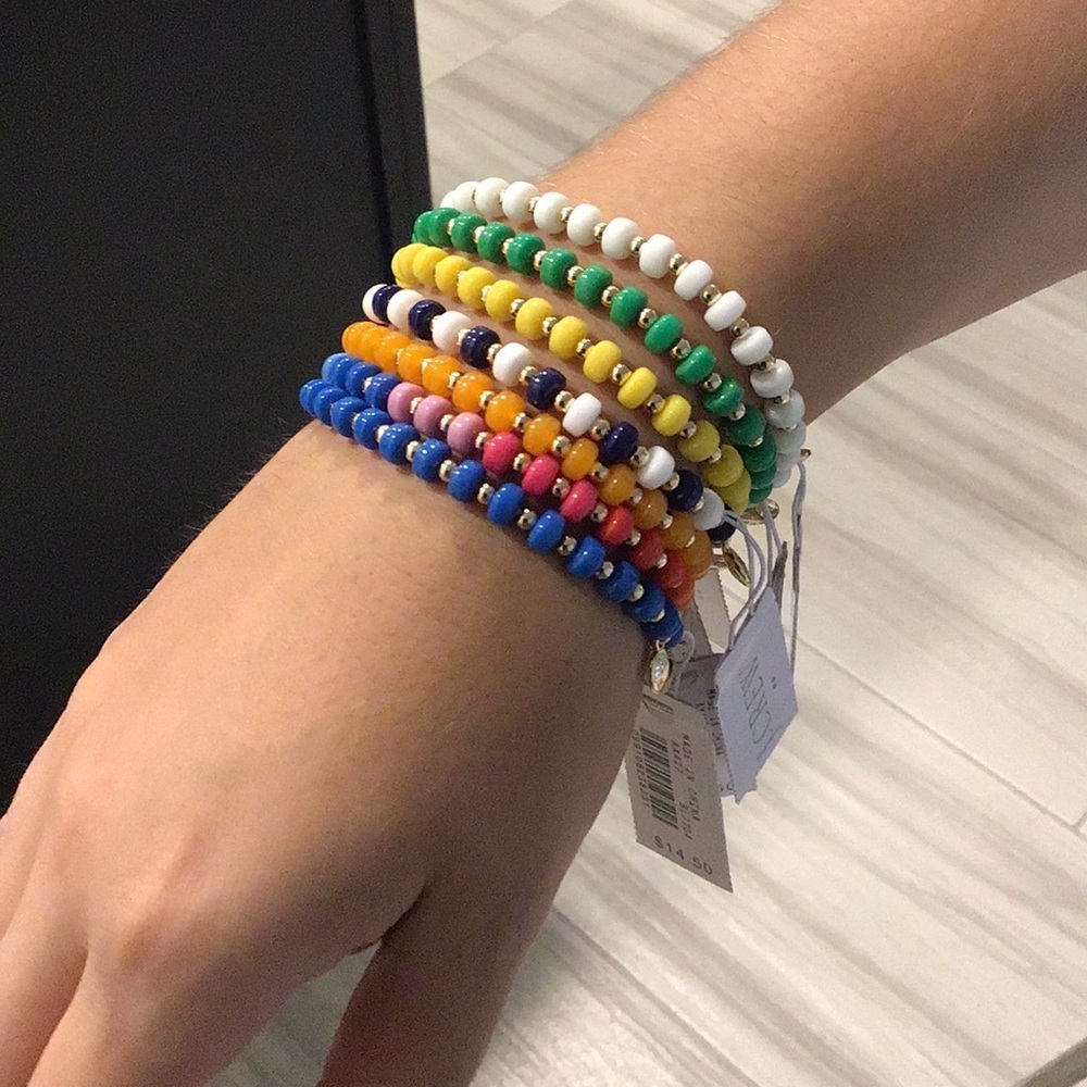 J Crew 5 Beaded Bracelets-Yellow&Green Sold